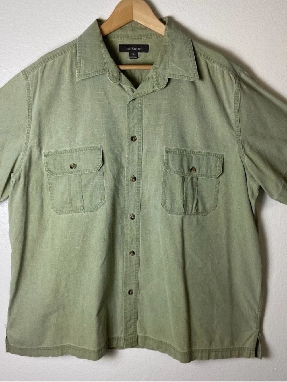 croft & barrow Olive Green Short-Sleeve Button-Front Shirt